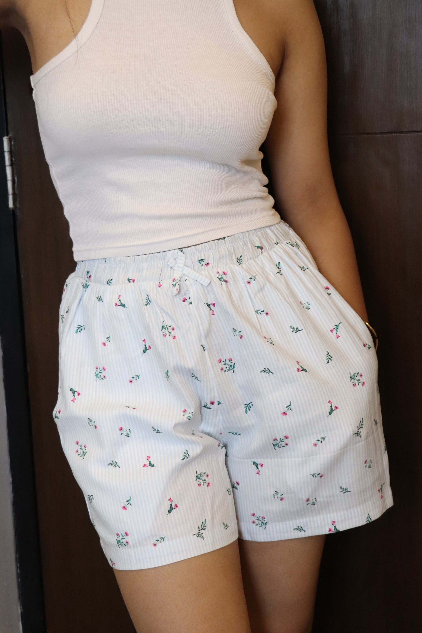 Ditsy Stripe Viscose Shorts