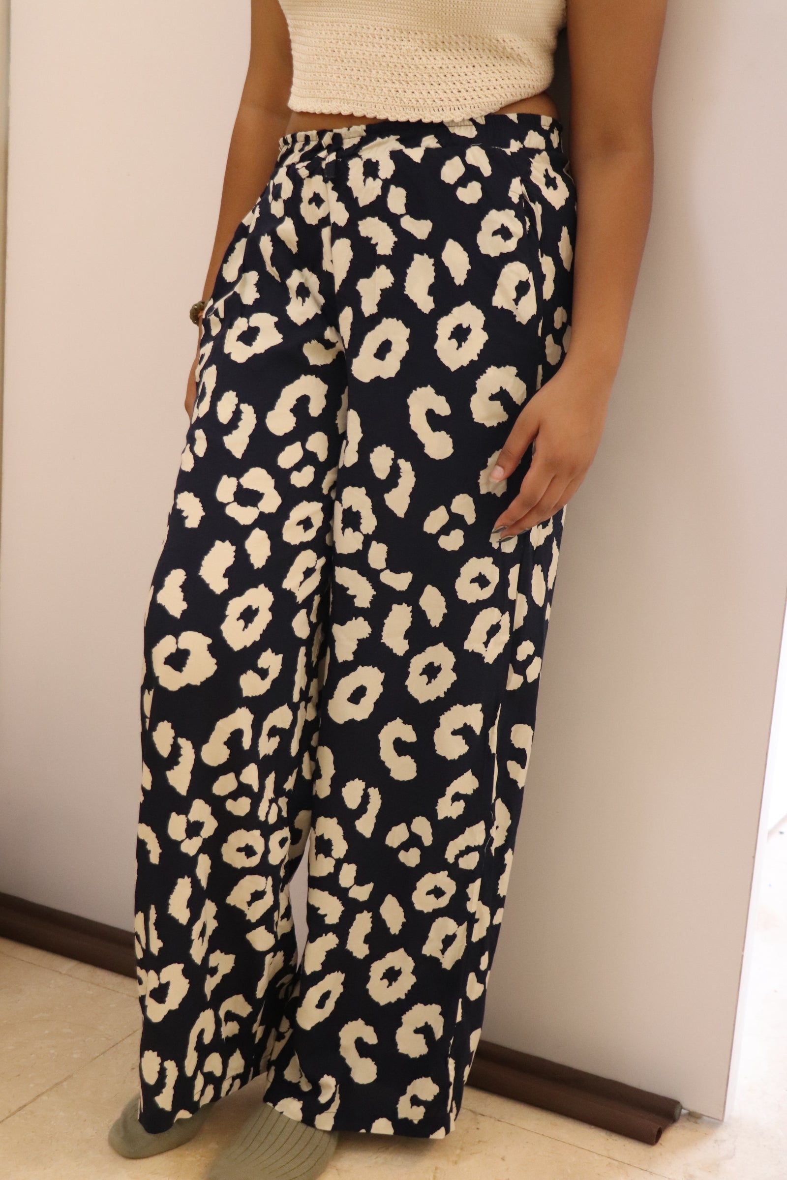 Navy Abstract Viscose Pyjamas