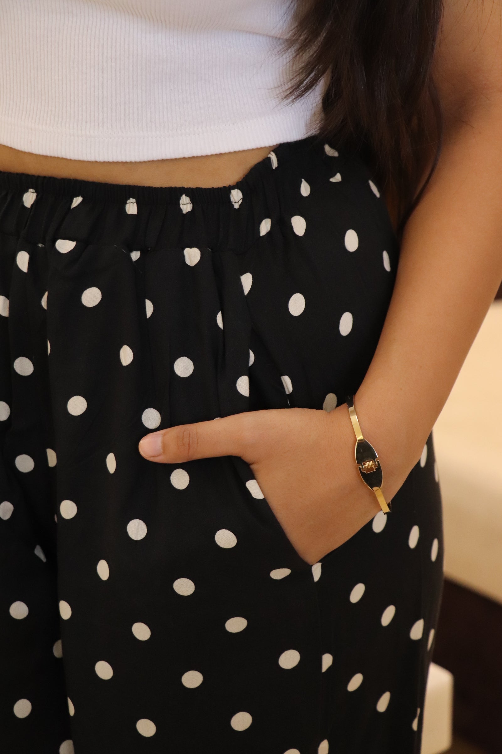 Black Polka Dot Viscose Pyjamas
